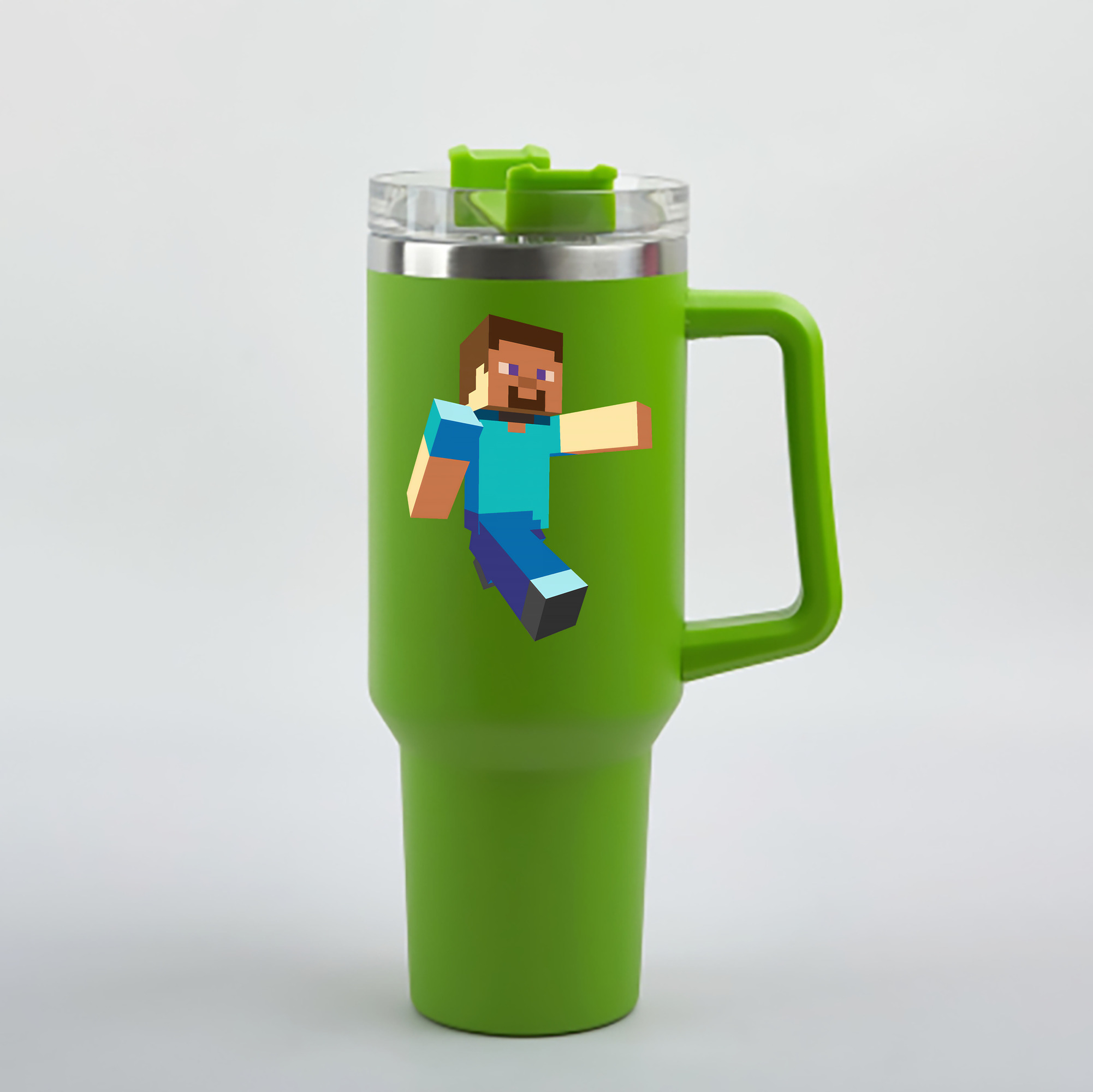 （画像用） マインクラフト ブロックの世界 Minecraft MC Block world 1200mL車用タンブラー - クリスタルステッカー（プラスチックストロー付き）